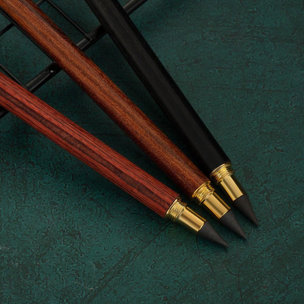 Professional Vintage Brass Wooden Pencil 0.5mm Eternal Pencil 3 Colors Wooden Pencil Kids