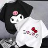 2025 T Shirt Children Clothing Anime Girls T-shirt Cartoon Melody Kuromi Summer Cute Top Cotton Kids Short Sleeve