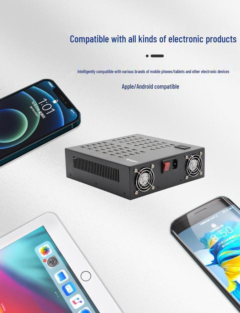 Многопортовое USB-зарядное устройство 600 Вт с интеллектуальным охлаждением и цифровым дисплеем
