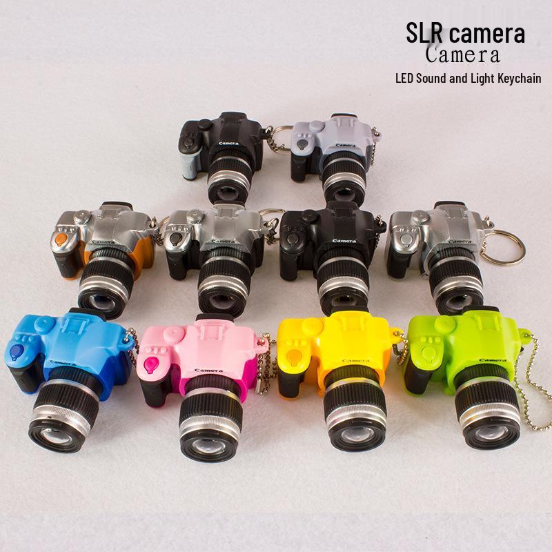 DSLR Camera Keychain with LED Light and Sound - Creative Keyring Pendant Gift