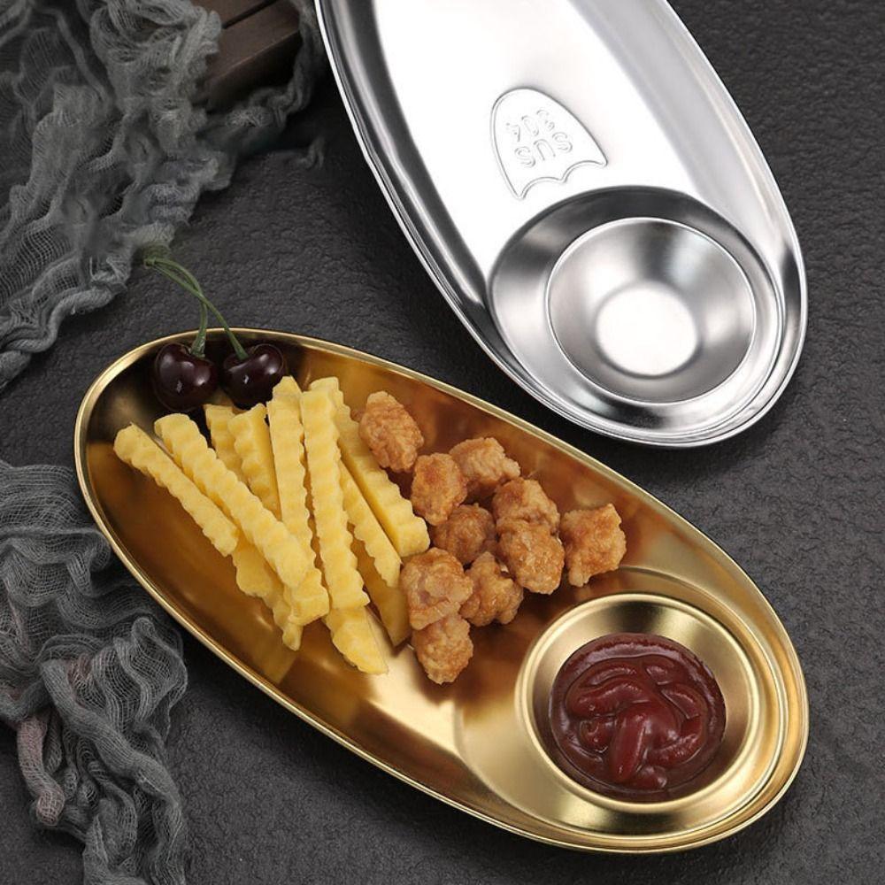 Oval Dinner Tray with Sauce Grid French Fries Plate Universal Sushi Plate  Hotel