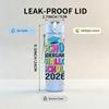 1PC Teachers Kindergarten 2026 Print 750ml Color Plastic Sports Water Bottle Leakproof Flip Straw Lid Suitable for Sports Office Home Use