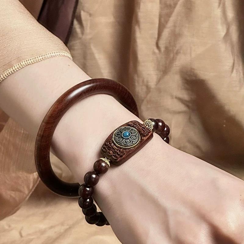 Rosewood simple accessories bracelet, retro solid wood wood bracelet, men's and women's bracelet, couple's gift handlebar play
