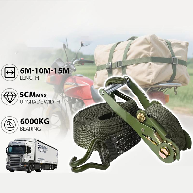 3M/6M/10M/15M Ремень для крепления груза Прочный Регулируемый Стяжной ремень с трещоткой Ремень для багажа Буксировочный трос Талреп Крепежный ремень