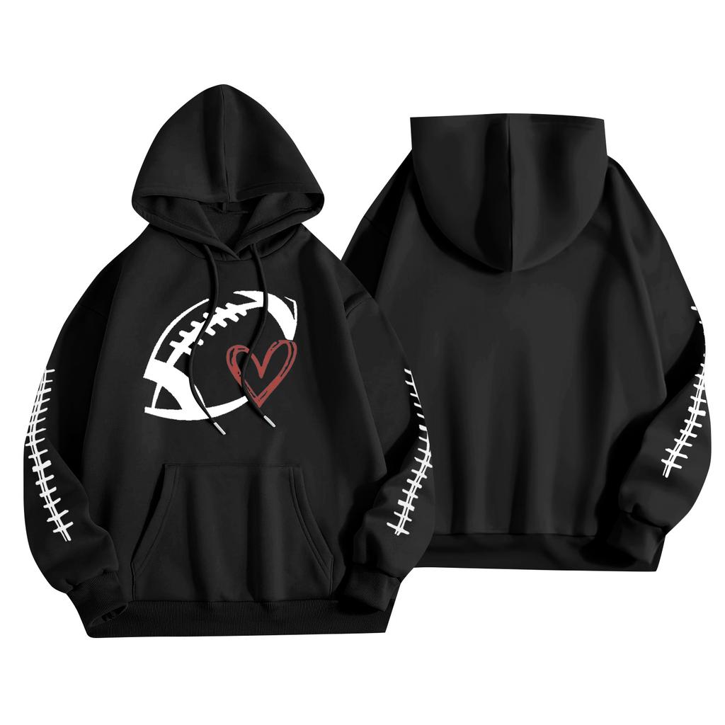 Women's Fashionable, Casual, Comfortable Round-neck, Hooded, Long-sleeved, Rugby-print Warm Sweater