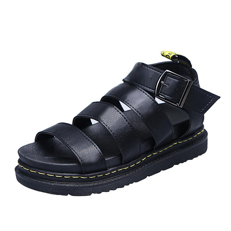 New 2025 European and American summer women's sandals buckle casual beach shoes platform large size flat Martin sandals
