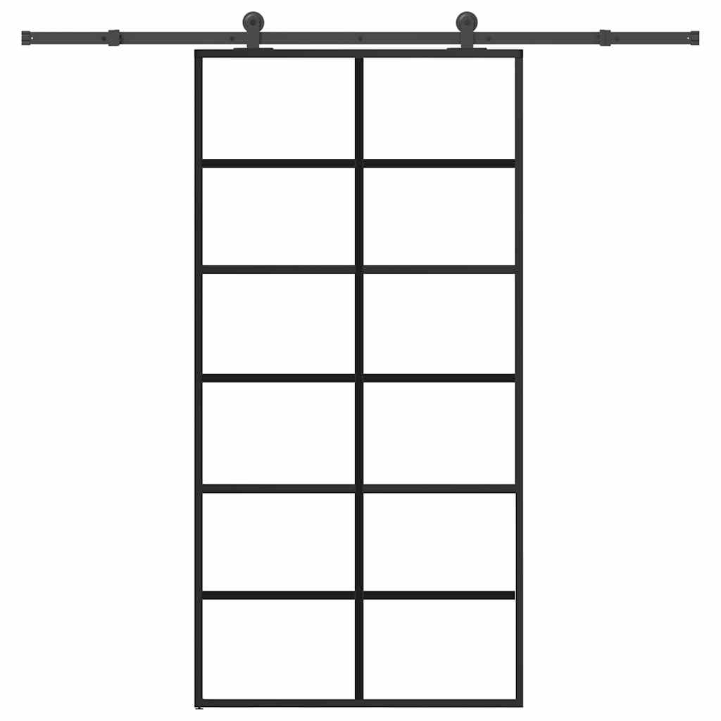 Vidaxl Drzwi Przesuwne Z Osprzętem, 102X205 Cm, Szkło Esg I Aluminium
