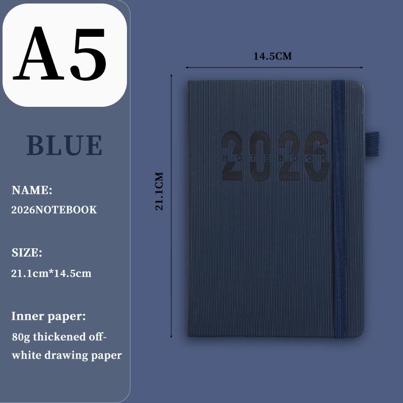 Ежедневник на английском языке на 2026 год с резинкой: Годовой календарь, Еженедельник, 365-дневный блокнот для эффективности