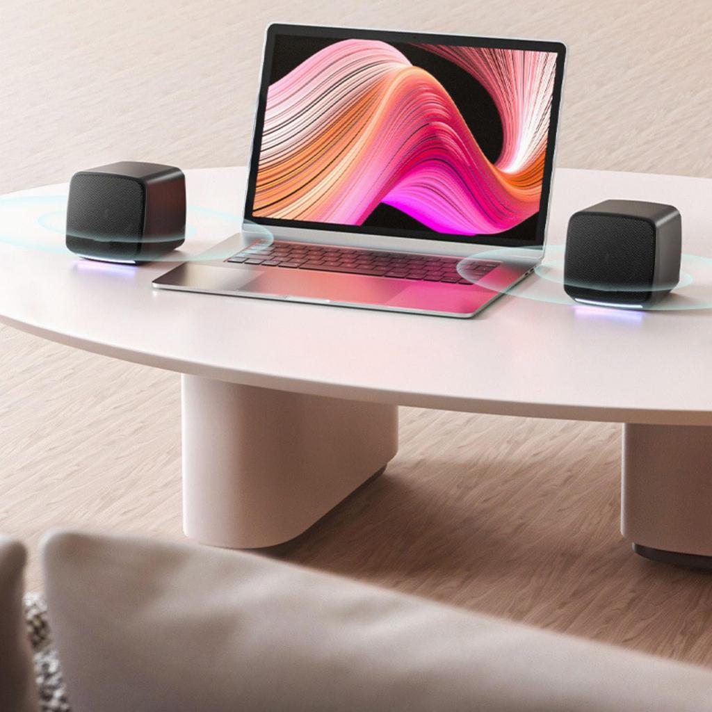 1 Pair of Portable Mini Speakers for Desktops and USB Compact PC Speakers with 3D Surround Sound Laptops, Powered,