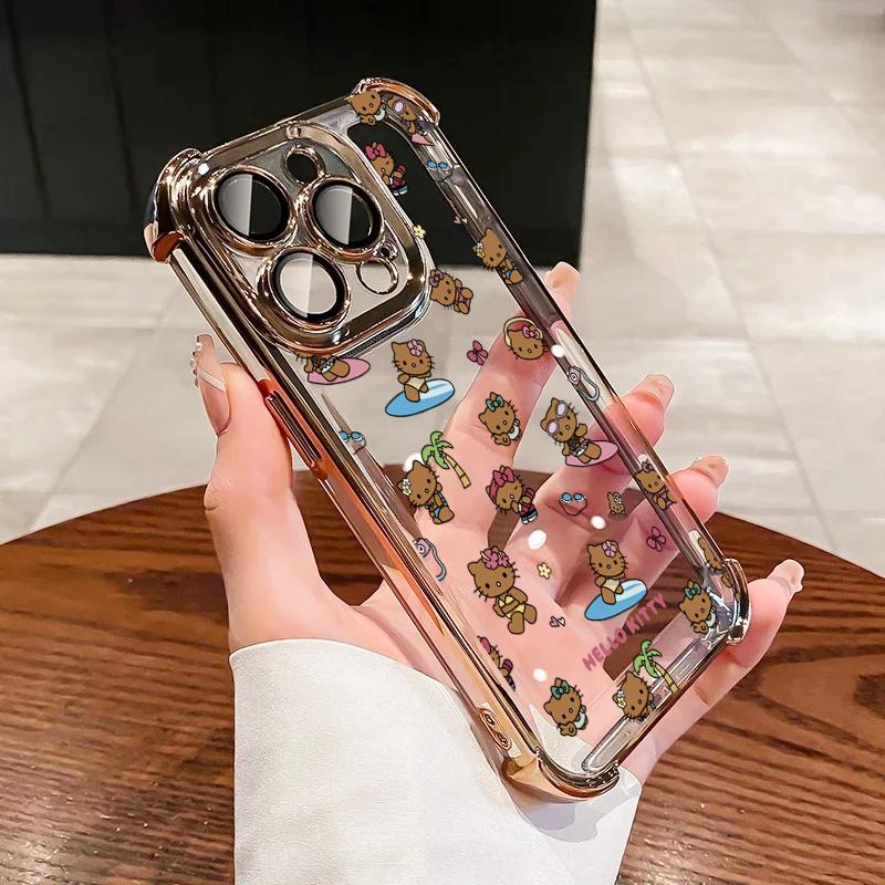 Чехол для OPPO A6X A5X A6 A5 Pro Reno 15F 15 14F 14 13F 12F 11F 13 12 Pro 5G Ударопрочный Черный Силиконовый Surfing Hello Kitty Чехол