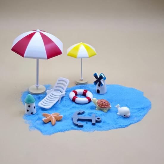 Micro Landscape Ornaments, Beach Miniature Decoration, Boat/Chair/Umbrella/Palm Tree/Swimming Ring for Succulents Pots Glass Covers DIY Seaside Scene