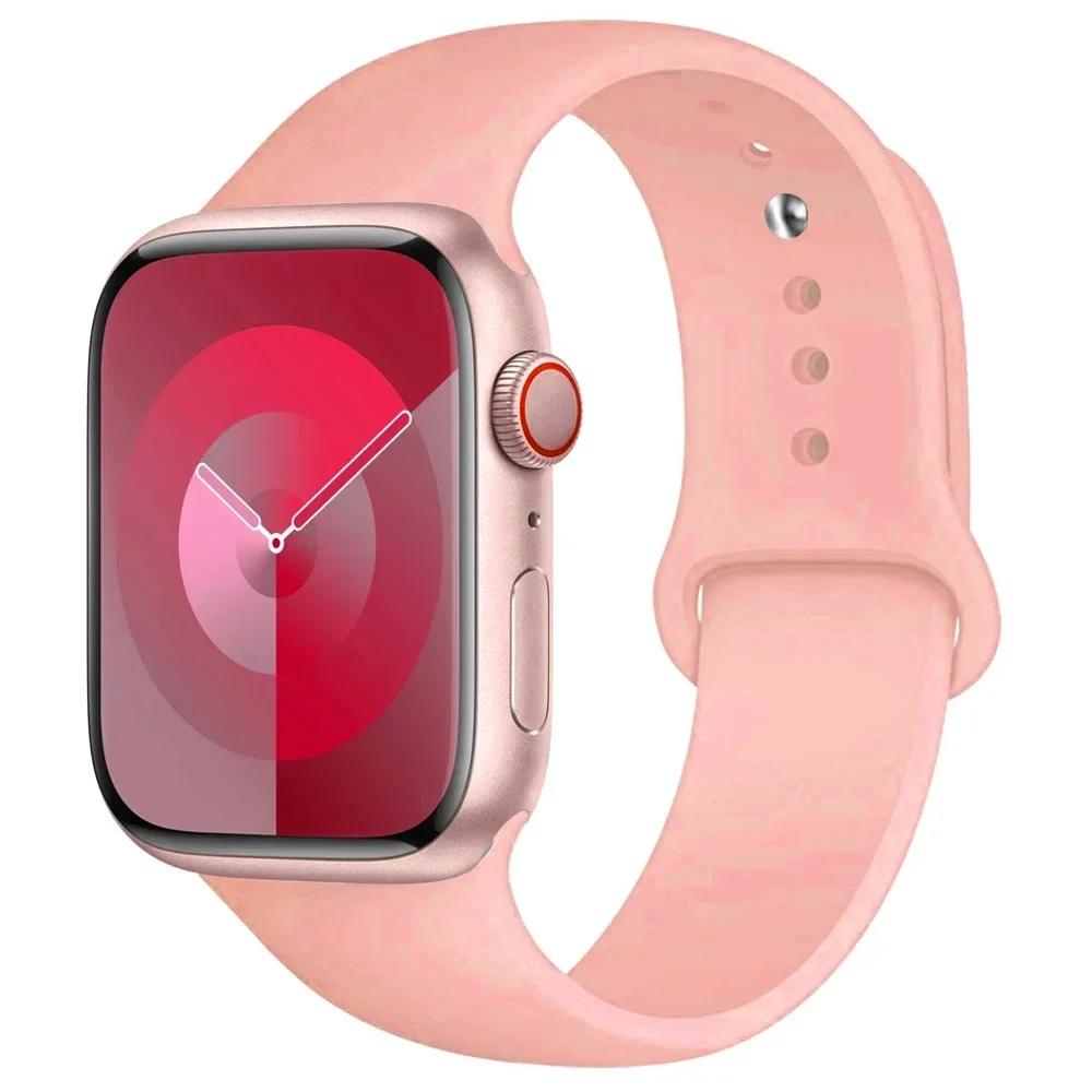 Силиконовый ремешок для Apple Watch Band 44 мм 40 мм 45 мм 41 мм 49 мм 42 мм 45 44 мм браслет iwatch series 7 se 3 5 6 8 9 Ultra 2 ремешки