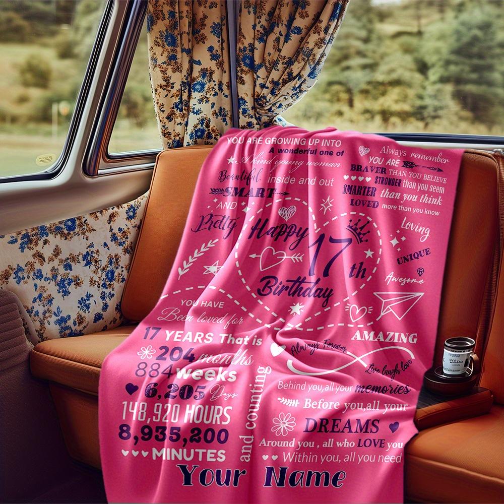 Happy 17Th Birthday Blanket Personalized Name Soft Comfortable Stylish Blanket Car Blanket Perfect For Travel Camping Outdoor Home Suitable For All