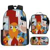 Interrupting Anime Backpack Set for School Students - 3-Piece Bundle with Shoulder Bag & Pencil Case, Waterproof, Durable, Lightweight, Large Capacity