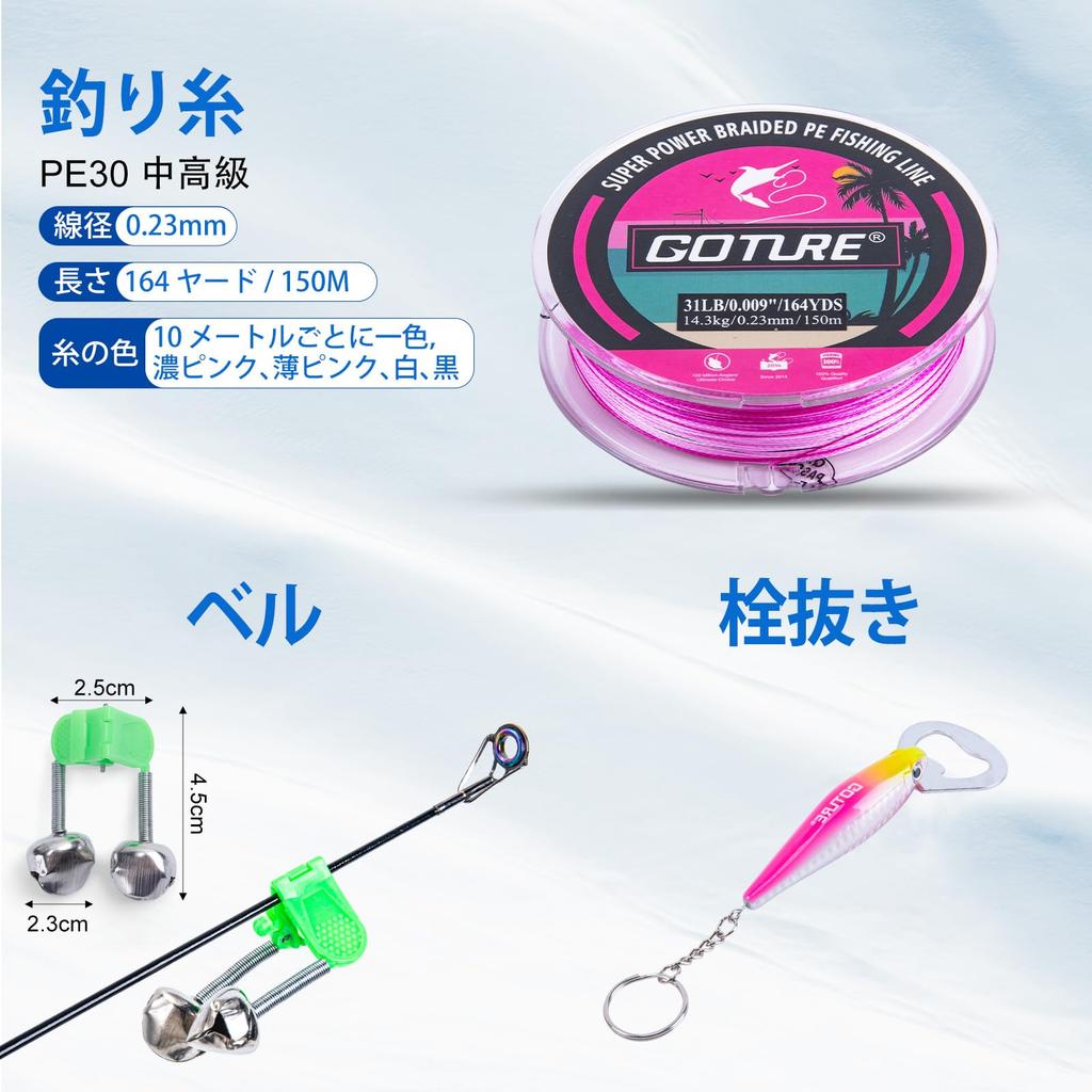 Goture Розовый Компактный Набор Удочек со Спиннинговой Катушкой и Приманкой PE Литьевой Басс Причал Лед Портативный Хранение Лески PE Набор Рыболовных Снасти для Женщин