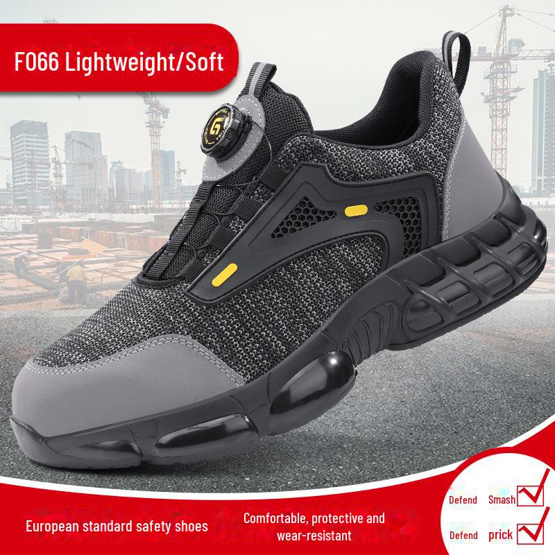 Мужские легкие защитные ботинки со стальным носком — защита от ударов и проколов, вращающаяся пряжка для осенне-зимних строительных работ