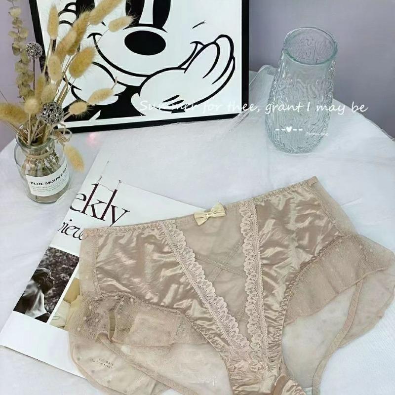 Lingerie Large Lace Underwear Women's Fairy Bow Sexy Lace Briefs Ultra-thin Transparent High Waisted Large Plate Triangle Panties