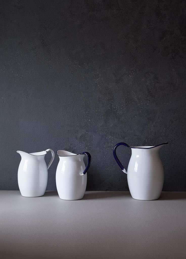 Кувшин Nodahoro эмалированная термостойкая внутренняя ваза ваза сделано в Японии белая кайма темно-синяя 1.7л HP-13