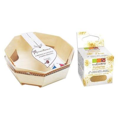 2 деревянные формы для торта Ø 18 см + золотые блестки