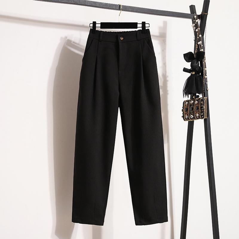 DIMANAF 2025 Большие размеры Осенние длинные брюки женские однотонные шаровары с высокой талией костюмные брюки повседневные свободные брюки новые большие размеры