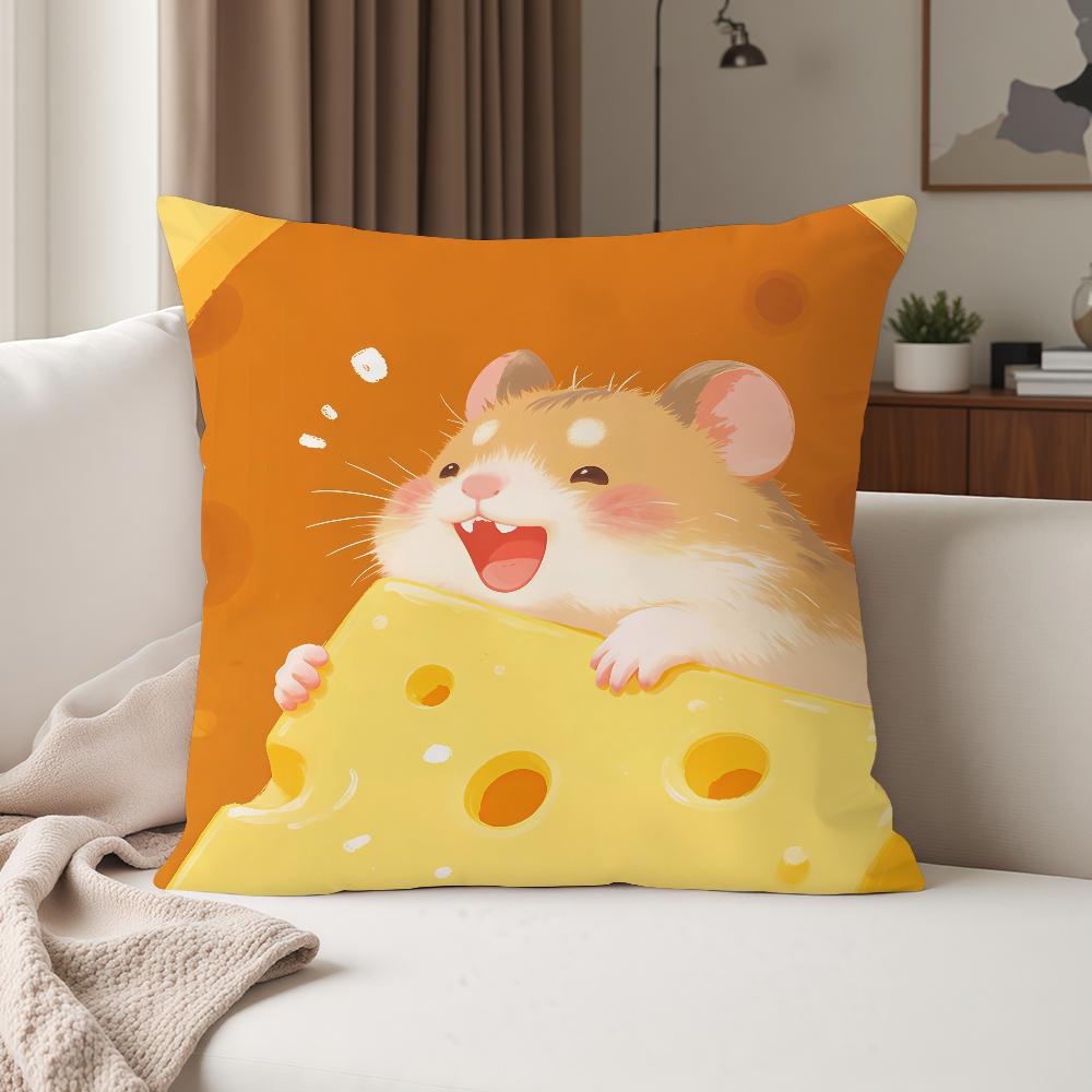 Kawaii Cute HamsterinCheese Pillow Case Suitable For Bedrooms Living Rooms Cars Home Decoration