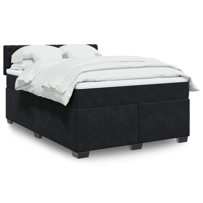 Maison Exclusive - Sommier à lattes de lit avec matelas Noir 140x190 cm Velours