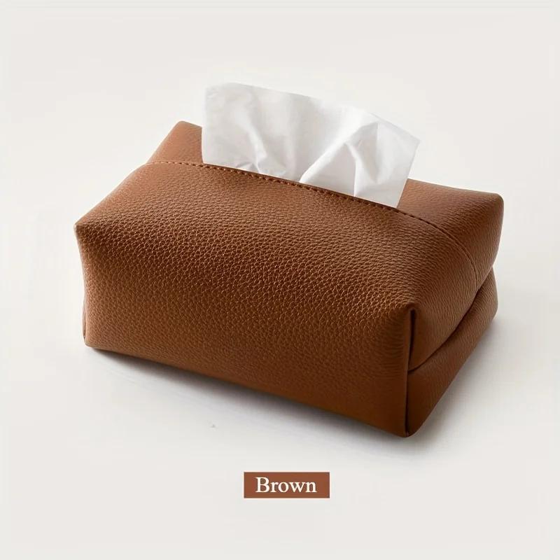 Artificial Leather Tissue Box - Modern Square Design, Perfect for Bathrooms, Durable Artificial Leather Box, Bathroom Decoration
