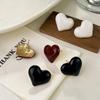 Elegant Retro Hong Kong Style Heart Drip Oil Stud Earrings - Versatile and Stylish for Women