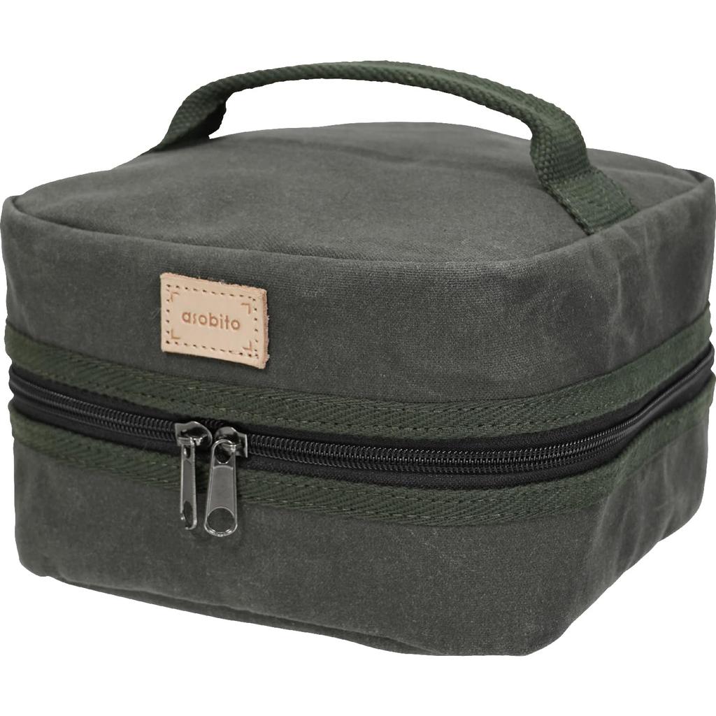 asobito Cooker Square Olive Cooking Tools Storage Storage Natural Cotton Canvas Kitchen Camping Case, Case, Bag, 100% Materials, Case, Authenticity,