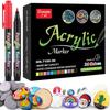 Acrylic Pen Acrylic Paint Brush Marker Pens for Fabric Canvas,Art Rock Painting,Stone,Card Making, Metal and Ceramics 12/24/36 Colors