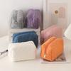 Japanese-style Minimalist Fluffy Pencil Case Diamond-shaped Sheep Cashmere Solid Color Large-capacity Cosmetic Bag Stationery Bag