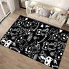 Black Carpet Featuring Cute Cartoon Cats1Bat-Wing Design1Fishbones1Unique Style Suitable for use as an anti-slip1 for1room and bedroom sofas