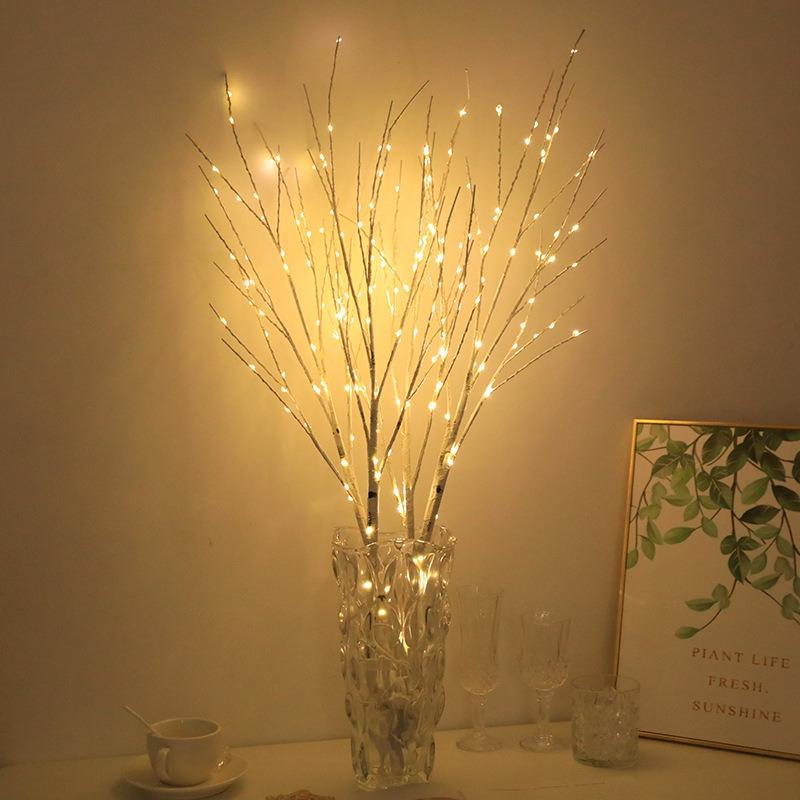 Светодиодная гирлянда из веток белой березы - Декор из веток на батарейках для Рождества/Свадьбы/Вечеринки, Декоративное освещение для помещений/улицы