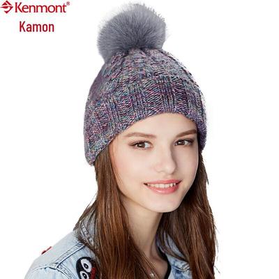 Женская теплая вязаная шерстяная шапка Karmon