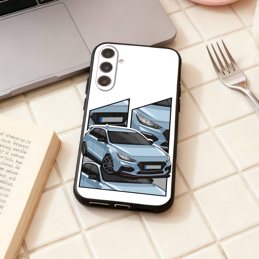 Чехол для телефона I30N Blue Cars для Samsung Galaxy A73, A72, A71, A70, A53, A52, A51, Другие Мягкий Черный Корпус