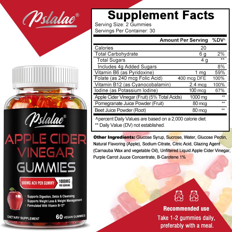 Pslalae - 1000mg Apple Cider Vinegar Gummies - Weight Management