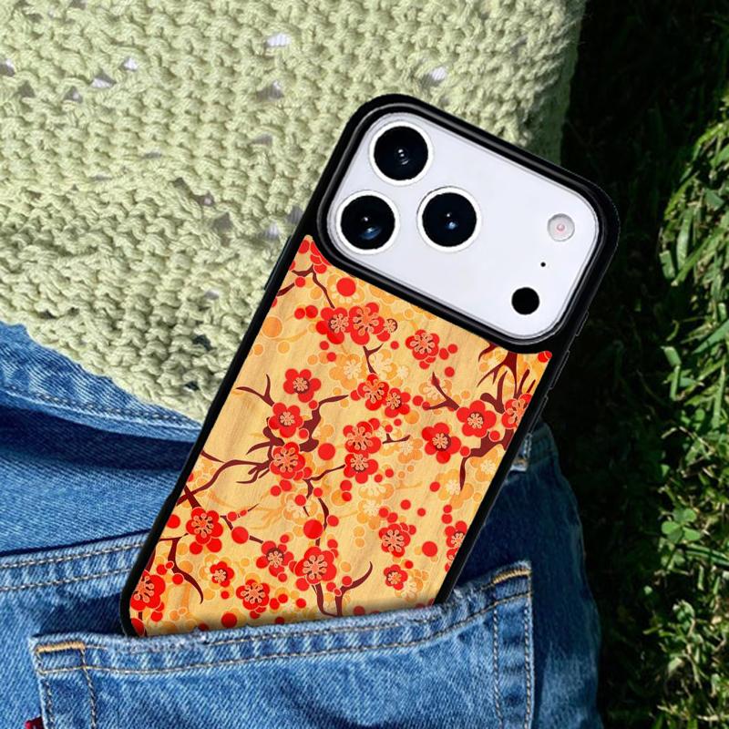 Japanese Style Floral Texture Phone Case For iPhone 17 AIR 16 Pro Max 15 14 Pro 11 12 13 Shockproof Silicone Cover