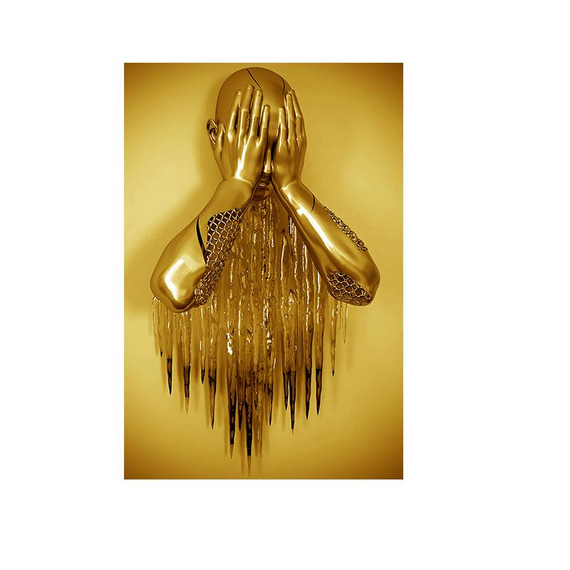 Абстрактная металлическая фигура, статуя, 3D-просмотр, художественные постеры и принты, современные любители, скульптура, холст, картины, настенные художественные украшения,