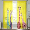 Giraffe Animal Oil Painting Tulle Curtains Balcony Room Fashion Printed Sheer Curtain Living Room Window Modern Decor