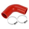 X AUTOHAUX 1 Set 40mm/1.57" ID 90mm/3.54" Length 90 Degree Red Car Silicone Hose with Clamp Hose Universal