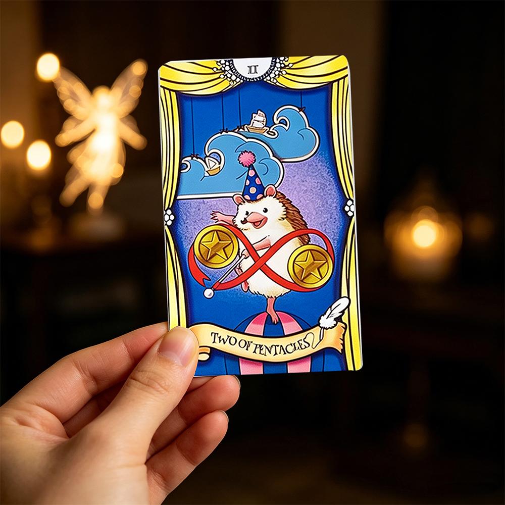 12x7CM Fable Hedgehog Tarot Cards For Beginners With Paper Guidebook , Cute Tarot Cards For Divination, Meditation & Gifts