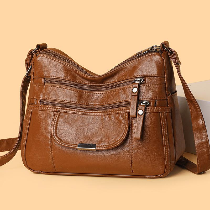Crossbody Bag Fashionable and Simple Soft Leather Washed Retro Single-shoulder Backpack