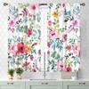 Floral Curtains,Vintage Flower Pink Floral Farmhouse Country Kitchen Cafe Small Curtains Drapes Watercolor Floral Springblackout