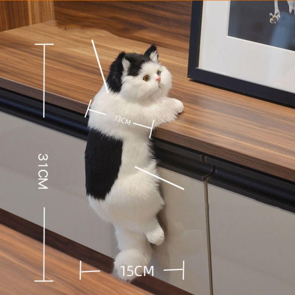 Decoration Realistic Cat Stuffed Doll Furry Hanging Lifelike Cat Plush Toy Crafts