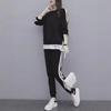Plus-Size Women's Casual Sports Suit: Fashionable 2-Piece Set with Sweater and Pants for Spring/Autumn, Trendy and Slimming Design.