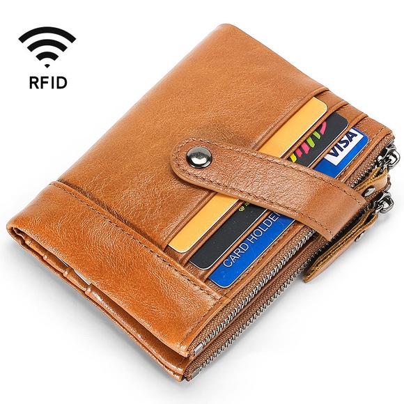 Мужской короткий кошелек Crazy Horse Leather Retro - визитница из натуральной коровьей кожи