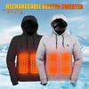 Men Heated Hoodie with 3 Heat Levels USB Heating Big Front Pocket Adjustable Temperature Settings Ribbed Cuffs Hem Top Long Sleeve Electric Warming