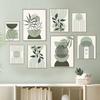 Abstract Geometric Poster Boho Leaves Arches Mid Century Modern Wall Art Print Canvas Painting Wall Pictures Living Room Decor