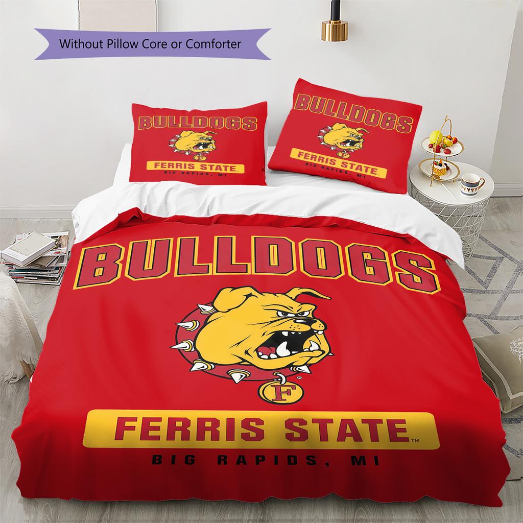 Ferris State Bulldogs Pattern Bedding Set Quilt Cover Pillowcase Home Decor Gift (1 * duvet cover + 2 * pillowcase, without core)