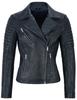 New Women Jacket Navy Blue Leather Lambskin Handmade Stylish Casual Motorcycle